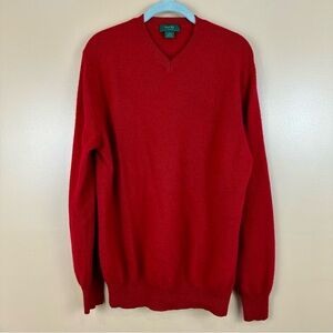 Vintage Marshall Fields Cashmere Men’s Red V-Neck Sweater Large Tall LT Preppy